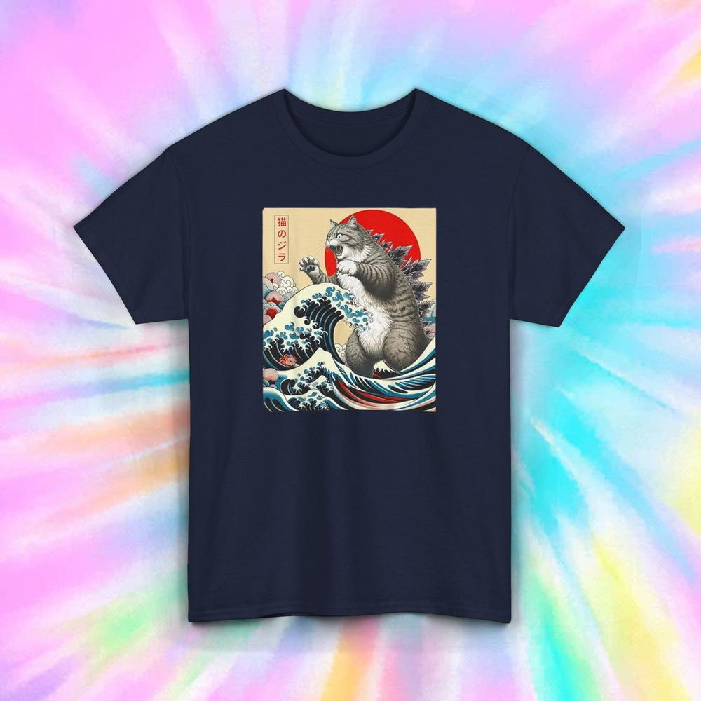 Kaiju Cat Shirt Catzilla Japanese Wave Cat Shirt